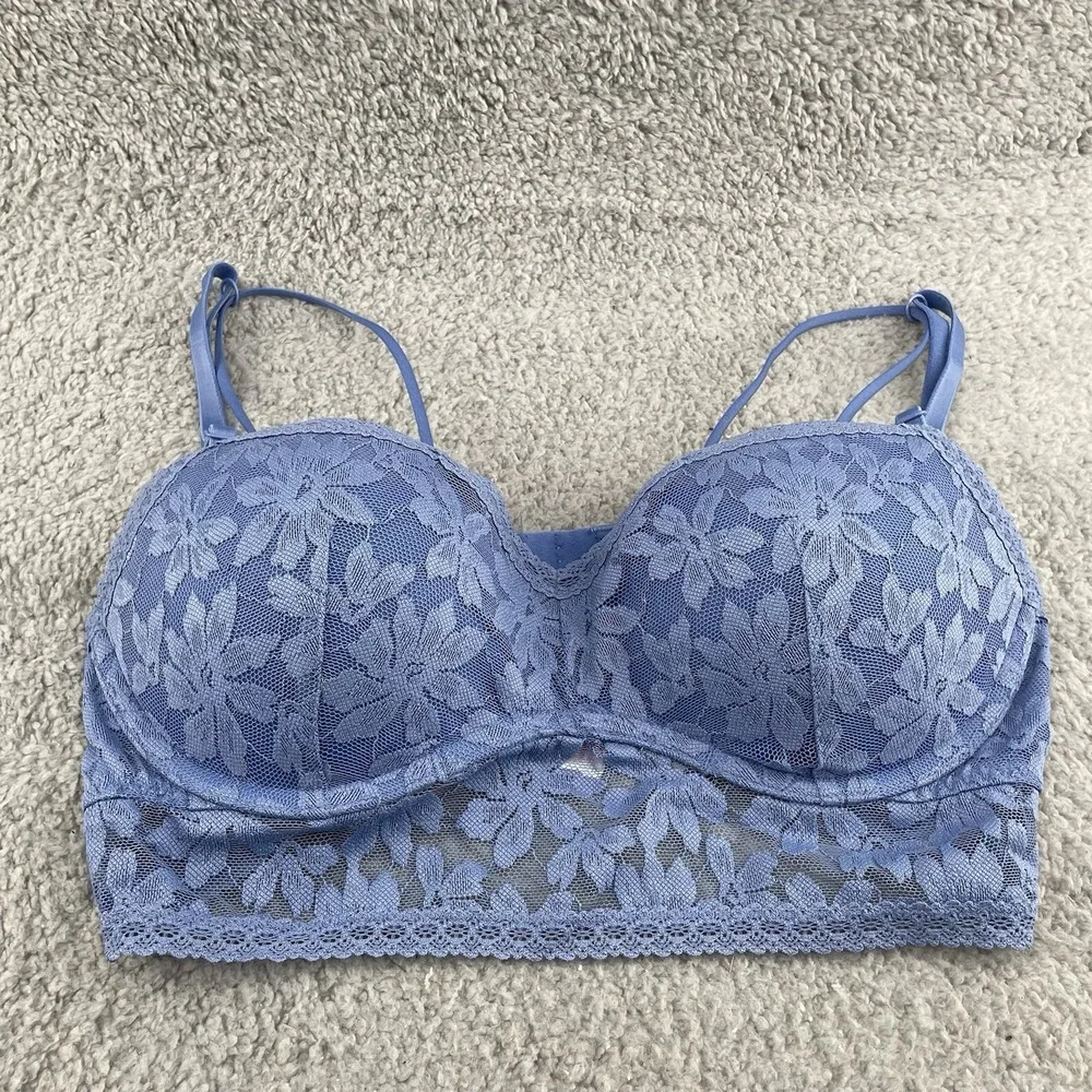 Victoria's Secret PINK Push Up‎ Bra Womens Medium Floral Lace Bustier Coquette